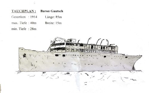 Wreck Baron Gautsch, underwater photo 1